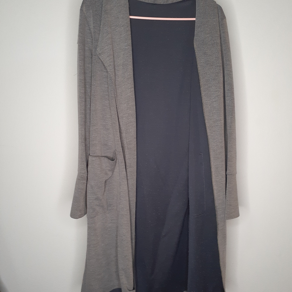 Gray Open Front Cardigan Sweater